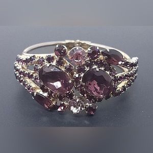Vintage Purple Rhinestone Clamper Bracelet